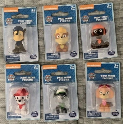 Paw Patrol Mini Figures Lot of 6 Rubble Skye Marshall Rocky Chase Zuma NEW - Image 1 of 4