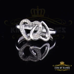 Echter Diamant 0,10 ct Damen 925 Weiß Sterlingsilber Liebe Herz Ring Größe 7 - Bild 1 von 12