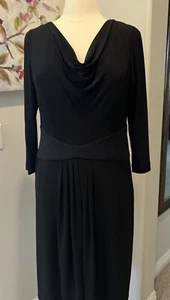 Vestido para mujer Kasper talla 12 negro cuello capucha manga 3/4 cintura satinada plisada frontal - Imagen 1 de 5