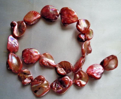 Perlmutt Nuggets ROT - ROSA Strang ca 40 cm --- # 042 - Bild 1 von 3