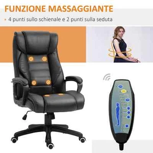 Vinsetto Poltrona Massaggiante da Ufficio a 6 Punti con Altezza Regolabile, in S - Foto 1 di 10