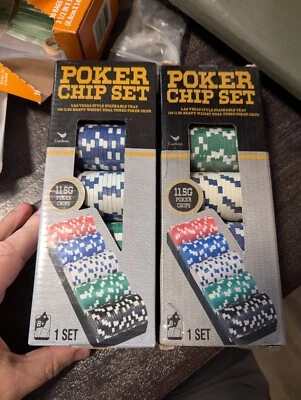 200 POKER CHIPS Cardinal 11.5g Heavy Weight Dual Toned Las Vegas Style w trays - Image 1 of 4