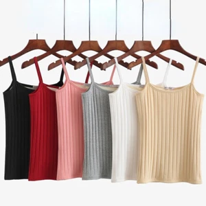 Women Fleece Lined Camisole Winter Warm Thermal Sleeveless Vest Stretch Slim - Picture 1 of 19