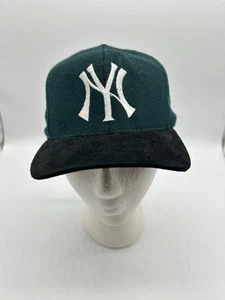 Green New York Yankees Wool Adjustable Hat Cap Green Leather Strap - Picture 1 of 7
