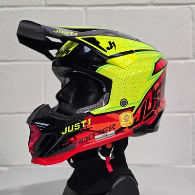 Just1 J40 Shooter Motocross Helmet Adults MX Enduro Lid ECE2206 Shooter Camo Red - Image 1 of 4