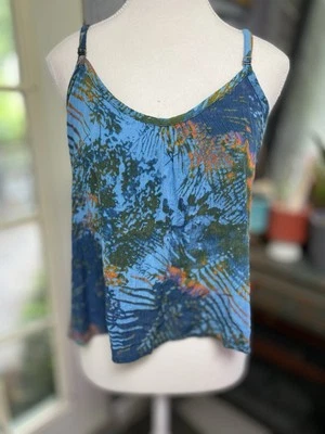 Camiseta sin mangas recortada Mossimo Supply Co azul estampado tropical talla grande (f) Foto 1 de 4