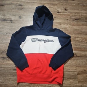 *Champion Authentic Gear Logo Hoodie SweatShirt Pullover Youth L Red White Blue - Picture 1 of 5