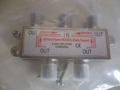 4-way Coaxial Cable TV Splitter 4 output 5-2500MHz - Image 1 of 2