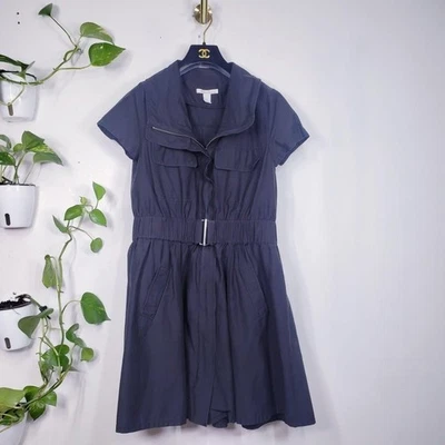 KENNETH COLE Black Mini Shirt Dress 6 SMALL Safari Fit Flare Classic Preppy - Image 1 of 4