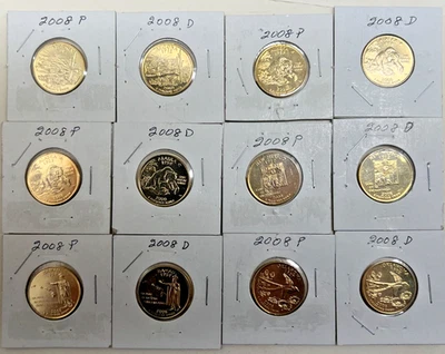 2008 P & D 24 karat gold Overlay State Quarter (12 coins) - Image 1 of 2