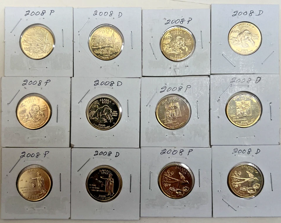 2008 P & D 24 karat gold Overlay State Quarter (12 coins) - Image 1 of 2