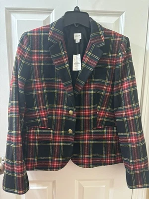J Crew Blazer Classy Stewart Tartan Plaid Wool-Blend Schoolboy Size 14 NWT $258 - Image 1 of 4