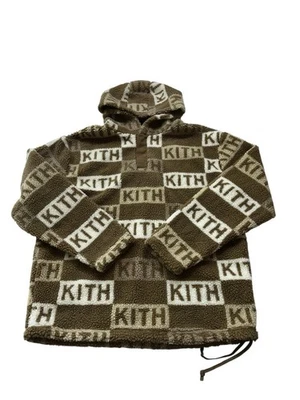 Sudadera con Capucha KITH Merrick Sherpa Para Hombre S Estampado Completo Logo Clásico 1/4 Snap Foto 1 de 4