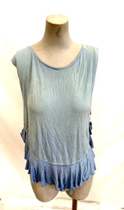FREE PEOPLE CAMISETA SIN MANGAS CON CUELLO REDONDO-TALLA PEQUEÑA-RAYÓN-AZUL CLARO-USADA - Imagen 1 de 10