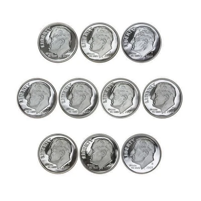 2000-2009 S Proof Roosevelt Dime Run Gem DCAM CN-Clad 10 monedas Foto 1 de 3