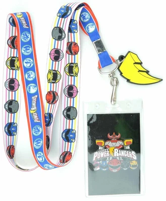 Saban's Power Rangers Cordón Porta Insignia Rosa Amarillo Rojo Azul Negro Ranger - Imagen 1 de 4
