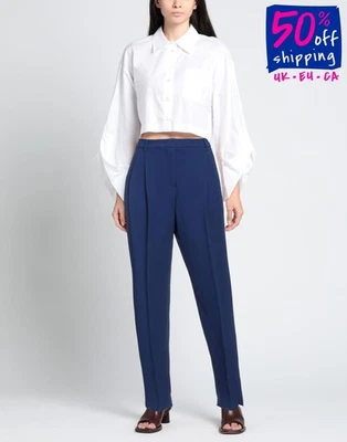 RRP€446 EMPORIO ARMANI Chino Trousers IT46 US10 UK14 XL Blue High Waist Pleated - Imagem 1 de 4