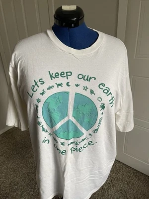 1992 Earth Day XL Shirt with Graphic Peace Sign, Animals Graphic Tee Vintage - Image 1 of 4