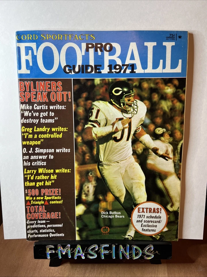 Revista de fútbol profesional X4 1971 Dick Butkus Bears  Foto 1 de 1