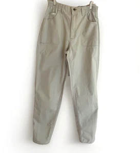 Vintage 90s Lee Side Elastic Pants Jeans Women’s 12 Long Beige Cotton Classic - Picture 1 of 11