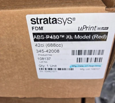 Stratasys 345-42XXX, ABS-P430 XL P430XL UPRINT FDM 42ci, 688cc (CHOOSE COLOR) - Image 1 of 4