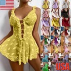 Women Sexy Lace Lingerie Nightdress See Through Babydoll Nightwear Sleepwear US