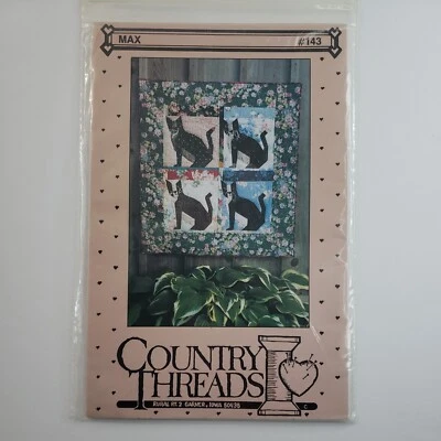 Country Threads Max #143 Quilt Pattern Wall Hanging 37"x41" Cat Blocks 2 sizes - Image 1 of 4