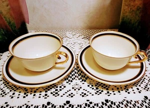 ALP Lidkoping/Rorstrand Sweden MODELL NYLUND~Two Coffee/Tea Cup & Saucer Set's - Picture 1 of 12
