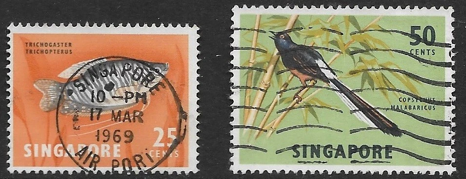 Singapore, 1966 - Orchids, Fish and Birds - Wmk Sideways, SG85 - 87 - Used  - Image 1 of 1