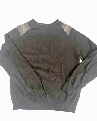 Mens Sweater Perry Ellis Pullover Wool Cashmere Blend Size M Medium Black Gray - Image 1 of 4