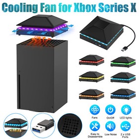 RGB Cooling Fan for Xbox Series X Console Low-Noise Adjustable 3-Speed USB Hub