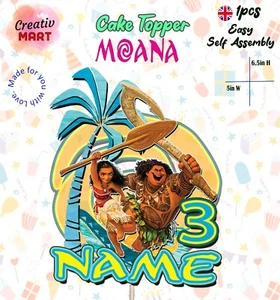 Personalisierter Moana Tortenaufleger Happy Birthday Tortendeko beliebiger Name & Alter Neu - Bild 1 von 2