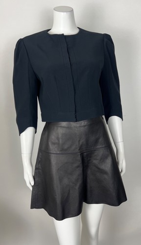 Alexander McQueen giacca donna cropped 44 US 8 tinta unita nera maniche a 3 4