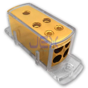 4-Way Car Audio Solar Amp Power/Ground Cable Splitter Distribution Block 4ga - Picture 1 of 3