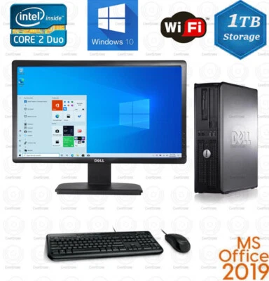 Dell Desktop PC Computer Win10 Dual Core CPU 8GB RAM 1TB WiFi 20" LCD Office19 - Image 1 of 2