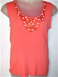 Bonita camiseta sin mangas para mujer RUBY RD naranja muy adornada 1X - Imagen 1 de 1