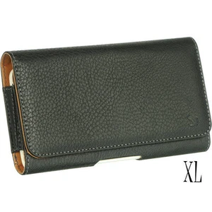 For Samsung Galaxy Note 4 -BLACK Leather Case Belt Clip Horizontal Pouch Holster - Picture 1 of 3