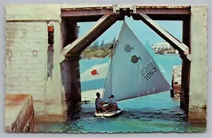Postcard Passing Under Somerset Bridge Hamilton Bermuda Sunfish Sailboats - Picture 1 of 2