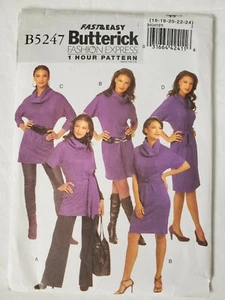 Butterick Muster 5247 Miss Kleid Tunika Top 2008 16-24 ungeschnitten Pull Over Dolman - Bild 1 von 1