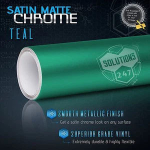 36" x 60" In Teal Satin Matte Chrome Metallic Vinyl Wrap Sticker Bubble Free Air - Picture 1 of 8