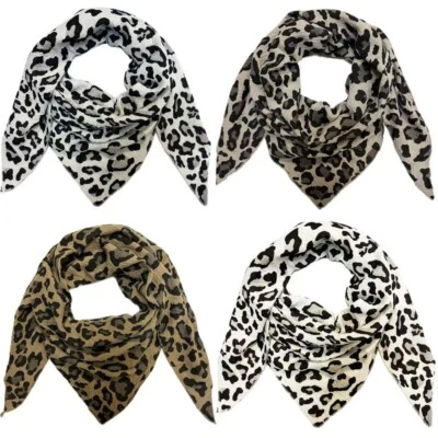 FASHION Leopard Dreieck Schal aus 100% Baumwolle Italy Sommer Frühling Strick Tuch Leo