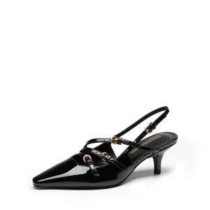 Women Low Kitten Heel Pointed Toe Slingback Pump Shoes Wedding Party Dress Shoes - Picture 1 of 23