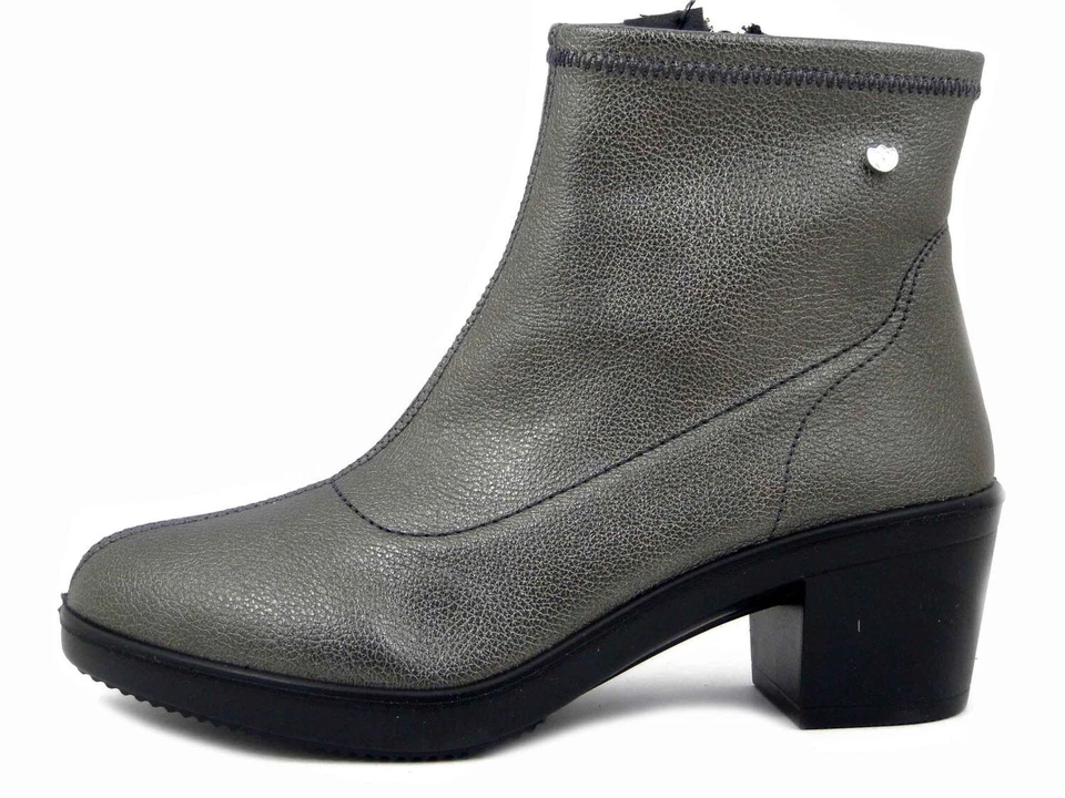 Stivaletti Elasticizzati Argento Scuro Plantare Estraibile Tacco Medio 5 cm - Immagine 1 di 4