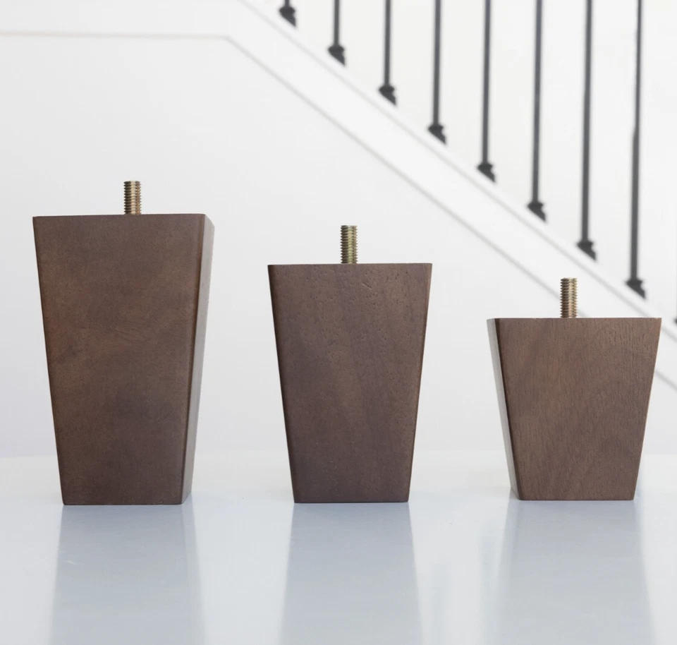 Walnut Square Furniture Legs Set of 4, 3 4 5 6 8 10 12 in Wood Feet Replacement - Image 1 of 3