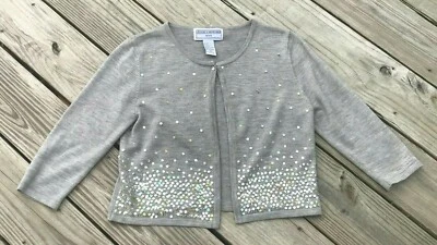 Jessica Howard Petite Size 6 P Small Gray Sequin Knit Sweater Cardigan - Image 1 of 4