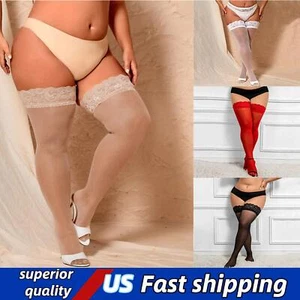 Calze donna taglie forti sexy divertenti pizzo coscia alta silicone antiscivolo seta calzini - Foto 1 di 28