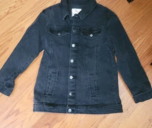 JUSTICE GIRLS FADED BLACK LEOPARD PRINT BUTTON DENIM JACKED [NEW W/O TAGS]  - Picture 1 of 3