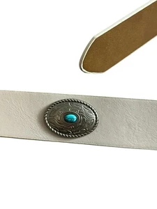 Levi's Leather Belt White Turquoise Silver 42 1/4 NWT Coastal Cowgirl - Picture 1 of 8