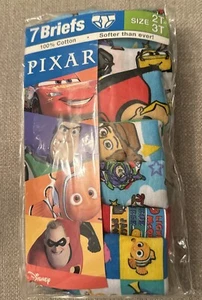 DISNEY PIXAR BRIEFS ASSORTED CHARACTERS 7-pack Toddler Boys Size 2/3T Cotton - Picture 1 of 2
