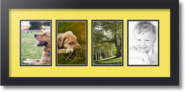 ArtToFrames Collage Mat Picture Photo Frame - 4 4x6" Openings in Satin Black 14 - Image 1 of 1